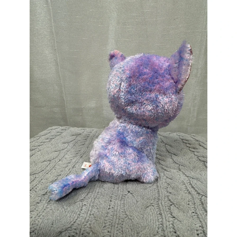 Ty Beanie Boos Cassidy Purple Blue Cat Medium 9‎ inch Plush Glitter Eyes 2020